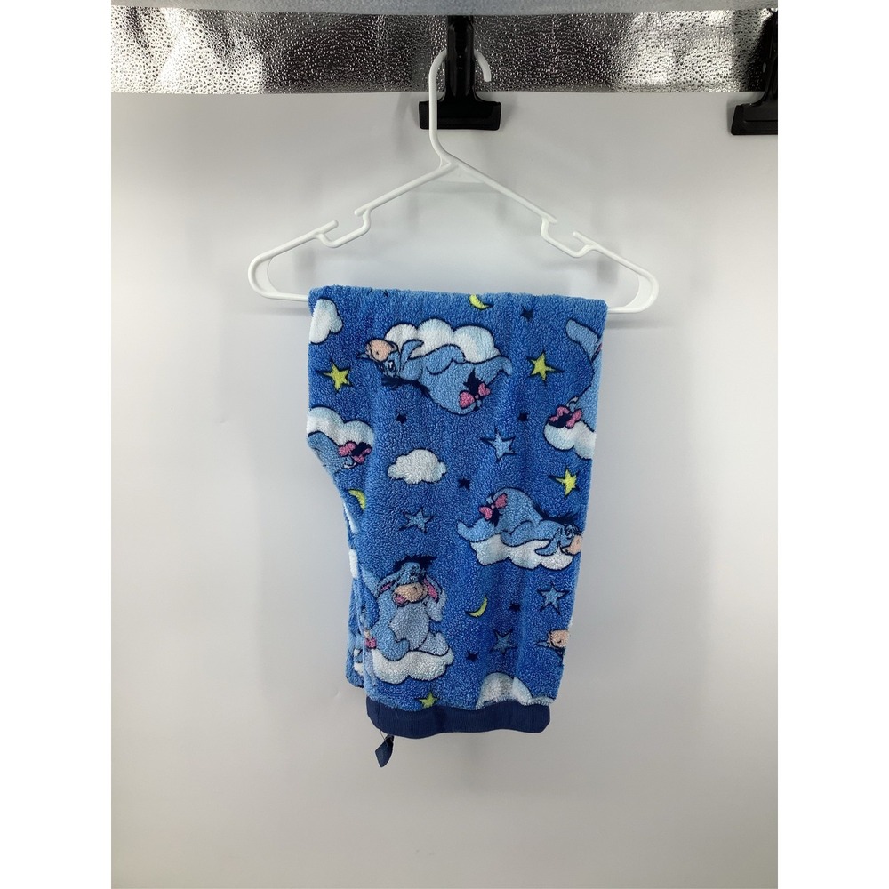 Disney Eeyore Plush Fleece Pajama Pants Blue Clouds Stars Girls Large 12-14